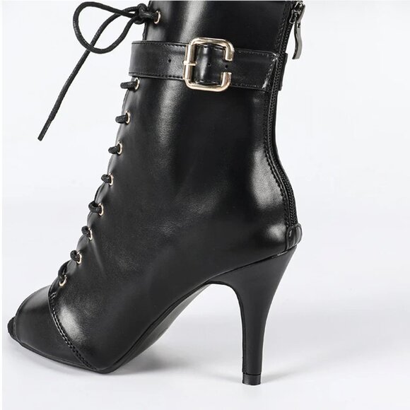 Dance and Sway Women's Black Leatherette Dance Shoes, Size 9 - Picture 2 of 11